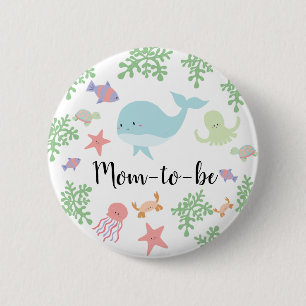 Onder het Zee Baby shower Cute Kawaii Mam-to-be Ronde Button 5,7 Cm