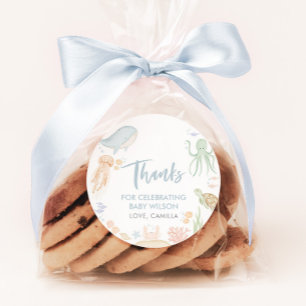 Onder het Zee Baby shower Dank u Favor Ronde Sticker