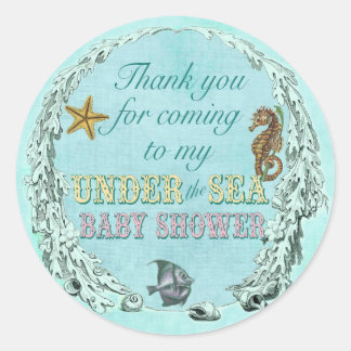 Onder het Zee Baby shower Dank u Sticker