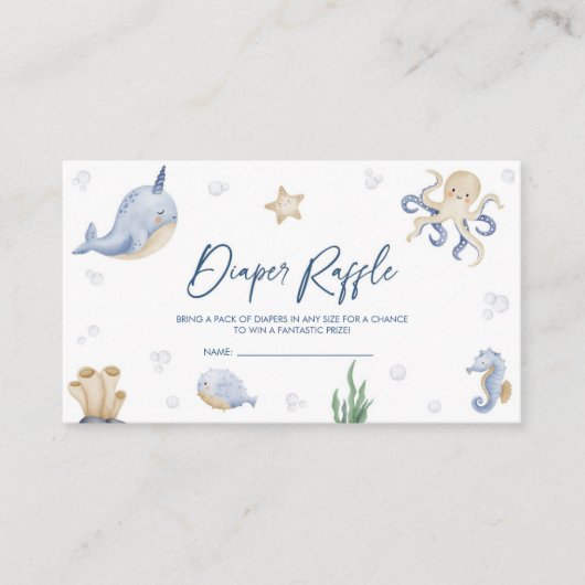 Onder het Zee Baby shower Diaper Raffle Informatiekaartje (Voorkant)