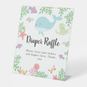 Onder het Zee Baby shower Diaper Raffle Pastel Reclamebord Met Voetstuk (Voorkant)
