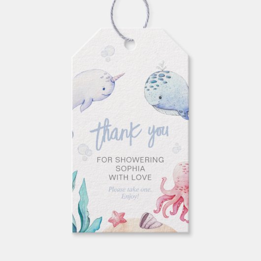 Onder het Zee Baby shower Gift Labels Cadeaulabel (Voorkant)