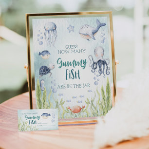 Onder het Zee Baby shower Gummy Fish Game Sign Poster