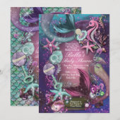 Onder het Zee Baby Shower Invitting Kaart (Voorkant / Achterkant)