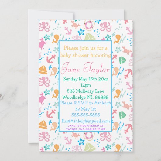 Onder het Zee Baby Shower Invitting Kaart (Voorkant)