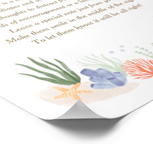 Onder het Zee Baby shower Late Night Diapers Poster (Hoek)