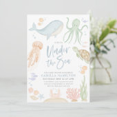 Onder het Zee Baby shower Ocean Animals Boy Kaart (Staand voorkant)