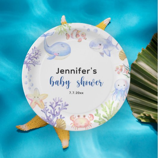 Onder het Zee Baby shower Ocean Animals Papieren Bordje