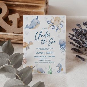 Onder het Zee Baby shower Party Kaart