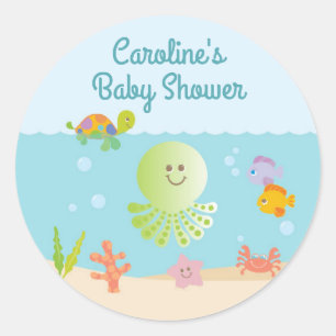 Onder het Zee Baby shower Ronde Sticker