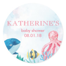 Onder het Zee Baby shower Stickers