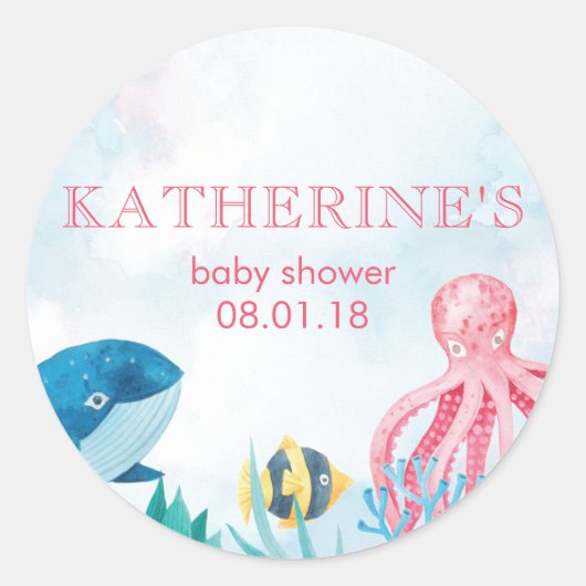 Onder het Zee Baby shower Stickers (Voorkant)