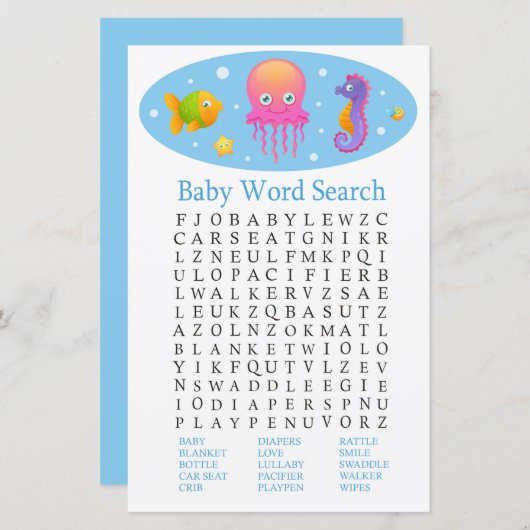 Onder het zee Baby word scramble game (Voorkant / Achterkant)