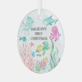Onder het Zee Baby's Eerste Kerstmis Glas Ornament (Voorkant links)