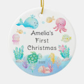 Onder het Zee Baby's Eerste Kerstmis Keramisch Ornament (Voorkant)