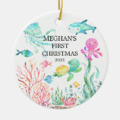 Onder het Zee Baby's eerste kerstversiering Keramisch Ornament (Voorkant)