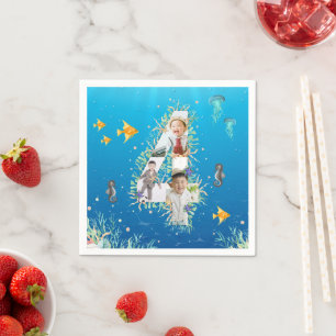 Onder het Zee Big 4th Birthday Photo Collage Servet