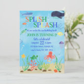 Onder het Zee Birthday Bash Party Invitation Kaart (Staand voorkant)