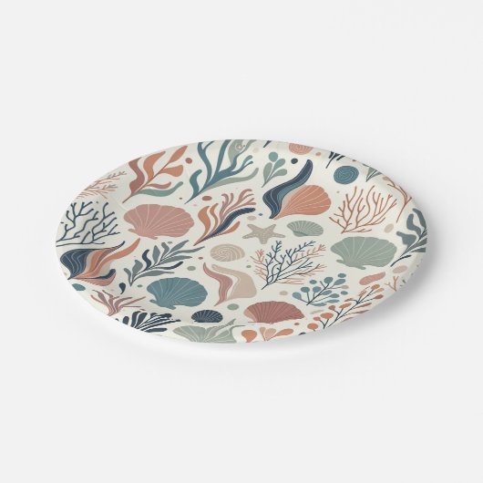 Onder het Zee Birthday, Ocean Whispers Pattern Papieren Bordje (Gekanteld)