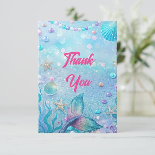 Onder het Zee Birthday Party Bedankkaart (Staand voorkant)
