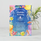 Onder het Zee Birthday Party Kaart (Staand voorkant)