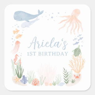 Onder het Zee Birthday Party Vierkante Sticker