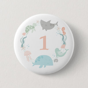 Onder het Zee Birthday Ronde Button 5,7 Cm