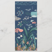 Onder het Zee Blauwe Waterverf Oh Baby shower Menu (Achterkant)