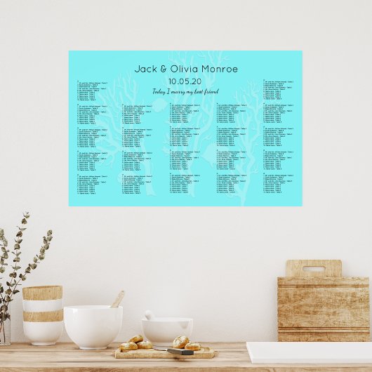 Onder het Zee blauwe zitplaats Poster (Keuken)