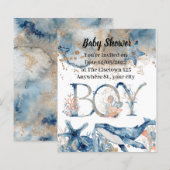 Onder het zee Blue Beach Whale BabyShower (Voorkant / Achterkant)