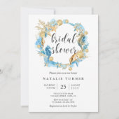 Onder het Zee Blue & Gold Bridal Shower Invitation Kaart (Voorkant)