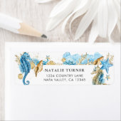 Onder het Zee Blue Gold Retouradres Etiket (Insitu)