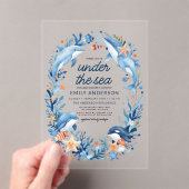 Onder het Zee Blue Ocean Creatures Baby shower Acryl Uitnodigingen (Insitu (Draagbaar))