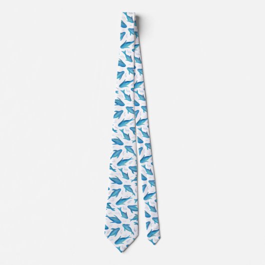 Onder het Zee Blue Shark Fish Pattern Stropdas (Voorkant)