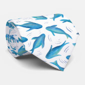 Onder het Zee Blue Shark Fish Pattern Stropdas (Opgerold)