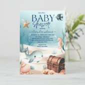 Onder het Zee Blue Waterverf Baby shower Kaart (Staand voorkant)