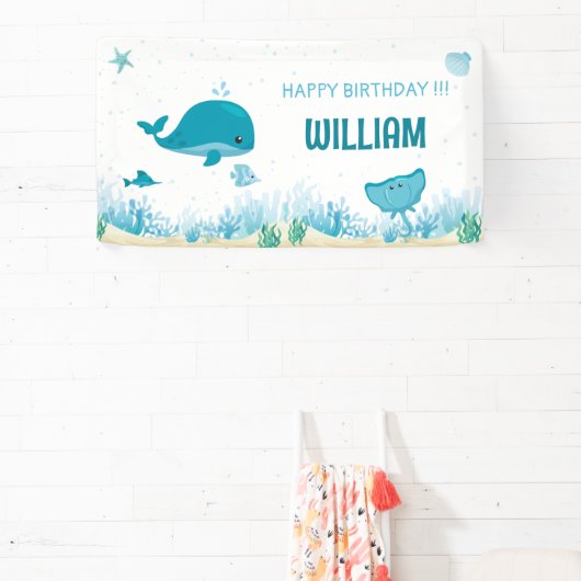 Onder het Zee, Blue Whale, Ocean Animals Banner (Insitu)