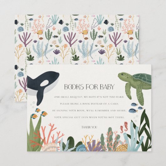 Onder het Zee Boeken voor Baby Invite Insert Informatiekaartje (Voorkant / Achterkant)