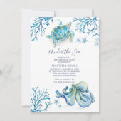 Onder het Zee Boy 1st Birthday Invitation Kaart (Voorkant)