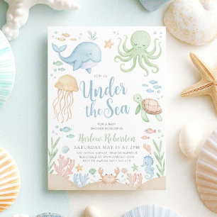 Onder het Zee Boy Baby shower Kaart