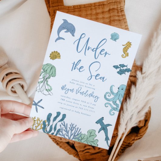Onder het Zee Boy Baby shower Kaart