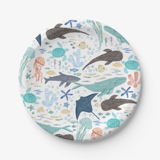 Onder het Zee Boy Baby shower Papieren Bordje (Voorkant)