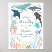Onder het Zee Boy Baby shower welkomstbord Poster (Voorkant)