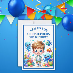 Onder het Zee Boy Birthday Kaart