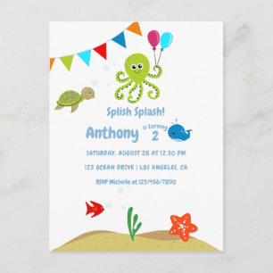 Onder het Zee Boy Birthday Party Briefkaart