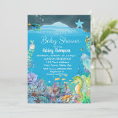 Onder het Zee Boys Baby shower Invitation Kaart (Staand voorkant)