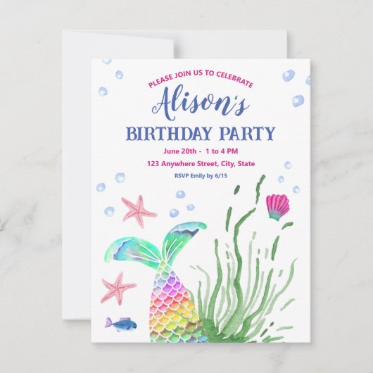 Onder het Zee Custom Name Party Invitation Kaart (Voorkant)