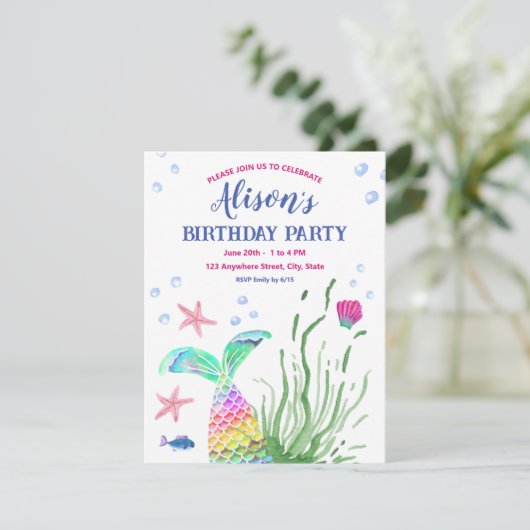 Onder het Zee Custom Name Party Invitation Kaart (Staand voorkant)