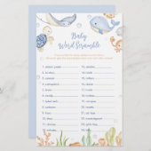 Onder het zee dieren Baby shower Word Scramble (Voorkant / Achterkant)