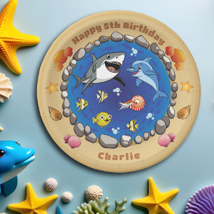 Onder het Zee Dieren Schattigee Cartoon Ocean Part Papieren Bordje